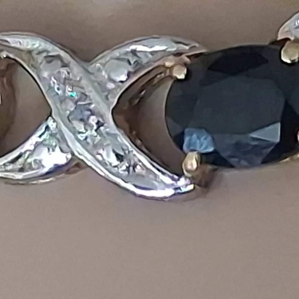 Vintage 10K Gold Vermeil XOX Design Necklace With Sapphires And Diamonds